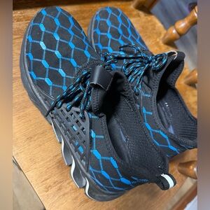 Black & Blue Hex Pattern steel toe safety shoes UNISEX ! READ DESCRIPTION !!!
